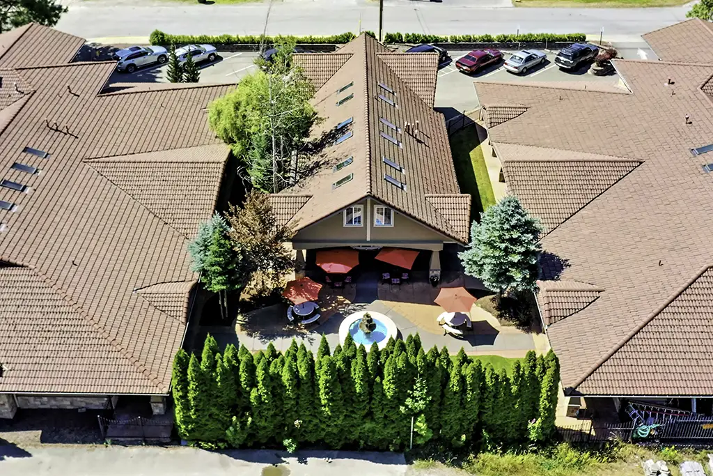 Aerial View of Courtyard with Fountain